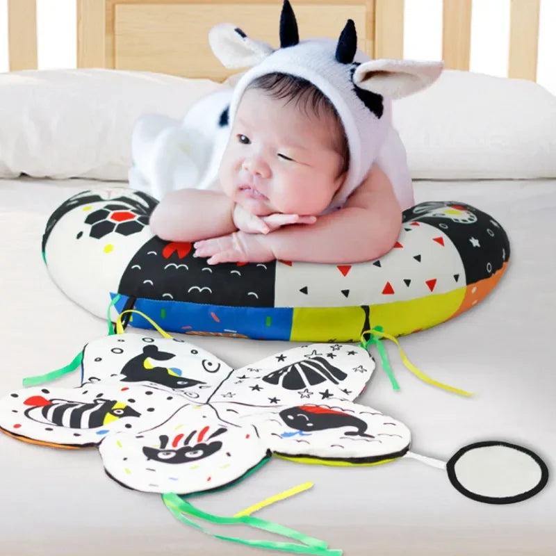 Baby Tummy Time Pillow – High Contrast Black & White Sensory Baby Tummy Time Pillow PLUSH