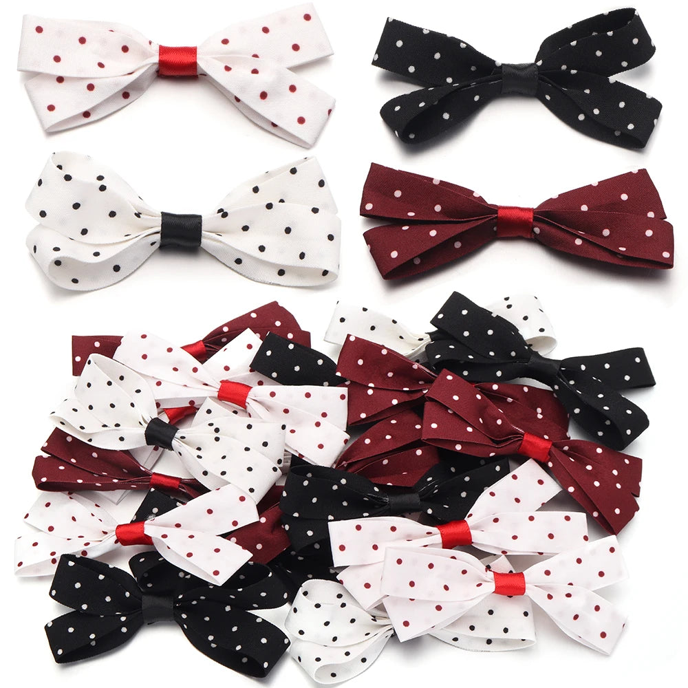 5pcs 15mm Polka Dot Pre-Tied Bows – DIY Craft & Hair Accessories Craft Bow Embellishments PLUSH
