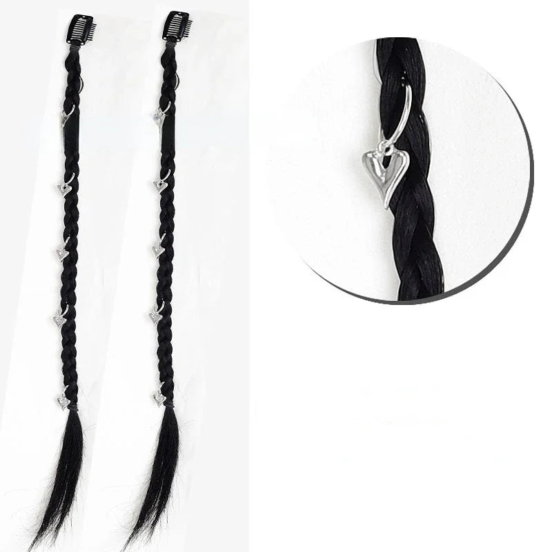 2Pcs Clip-In Braided Hair Extensions – Synthetic Twist Braid Pieces Clip-In Hair Extensions PLUSH xax 2Pcs