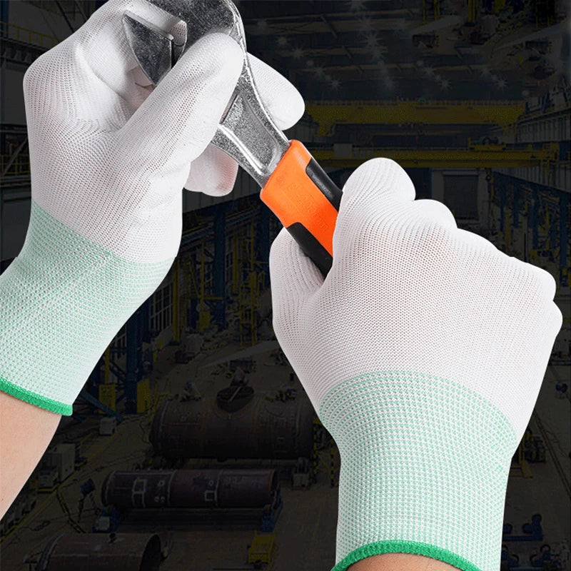 Anti-Slip PU Coated Work Gloves 6/12/18 Pack | Nylon Safety Safety Work Gloves PLUSH