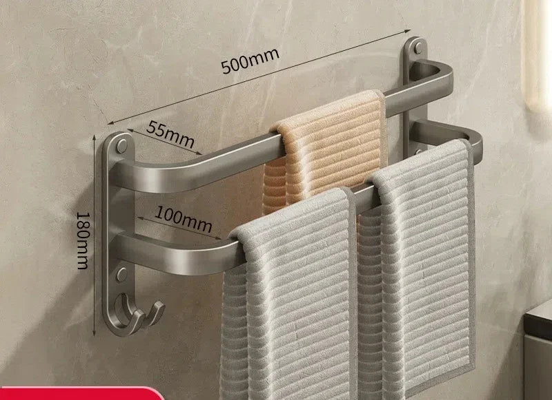 Gun Gray 3-Tier Wall Mounted Towel Rack – Space Aluminum Bathroom Towel Rack PLUSH 50cm 1