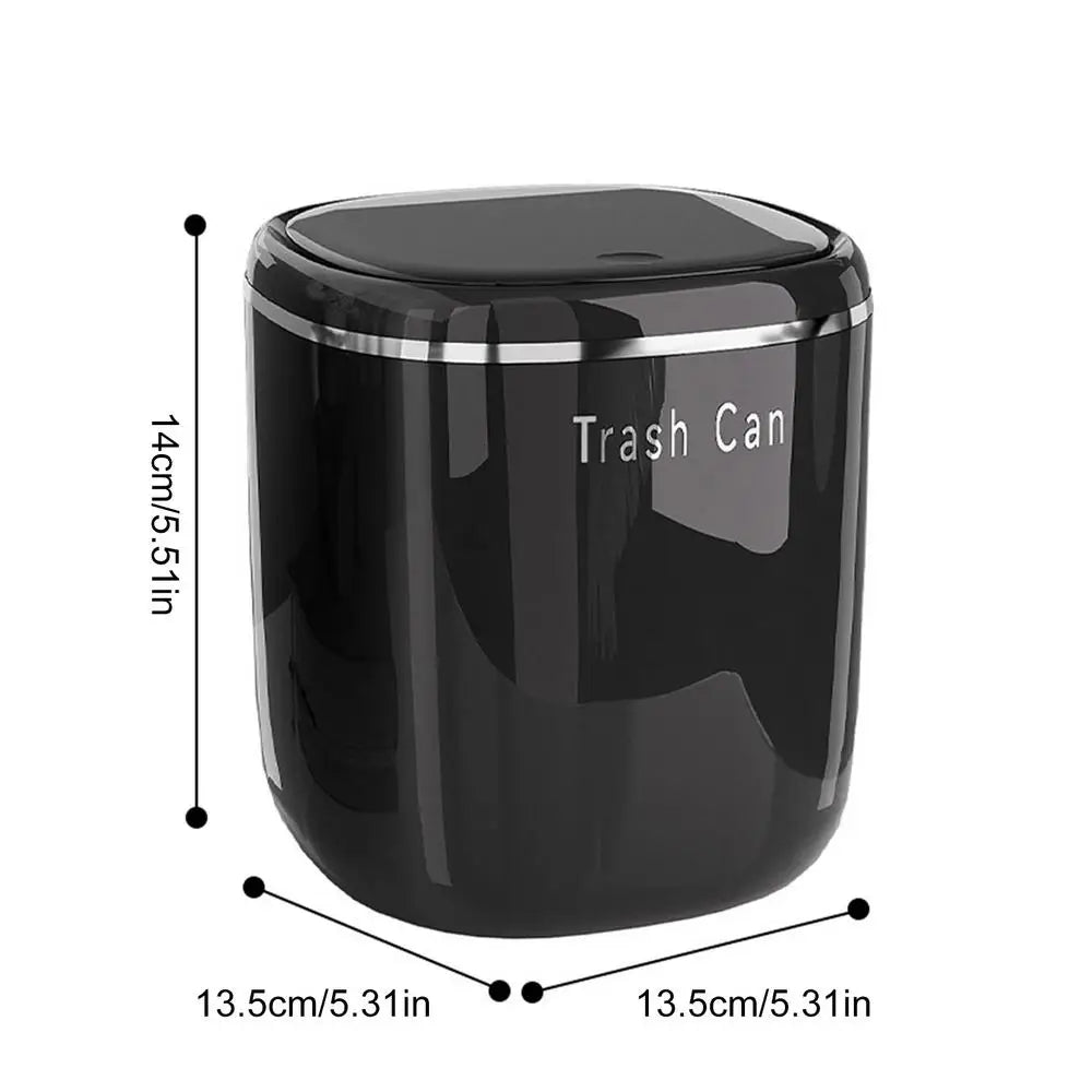 Mini Desk Trash Can with Lid – 2.6L Compact Desktop Bin Desktop Trash Can PLUSH Black