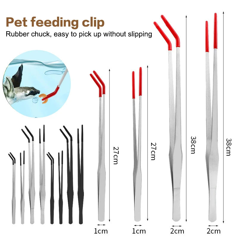 Stainless Steel Reptile Feeding Tongs with Rubber Tips | Straight & Curved Reptile Feeding Tongs PLUSH