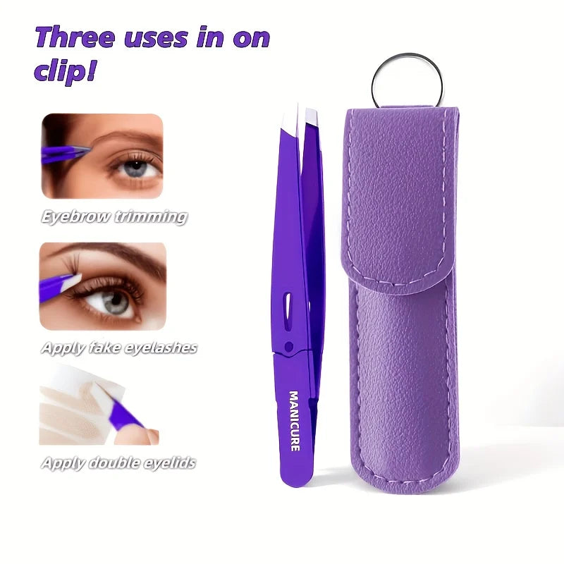 Stainless Steel Slant Tip Tweezers – Eyebrow & Facial Hair Eyebrow Tweezers PLUSH