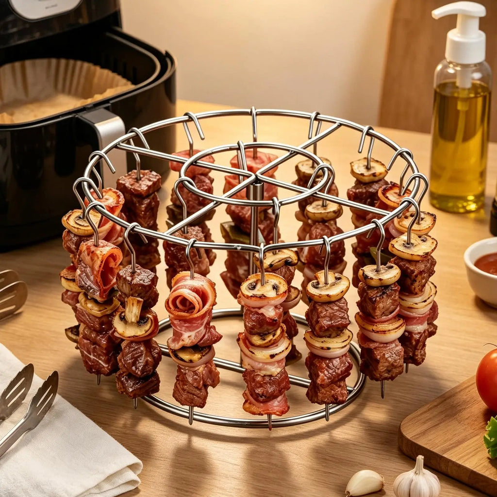 Stainless Steel Vertical Skewer Rack – 24-Skewer BBQ Stand BBQ Skewer Rack PLUSH