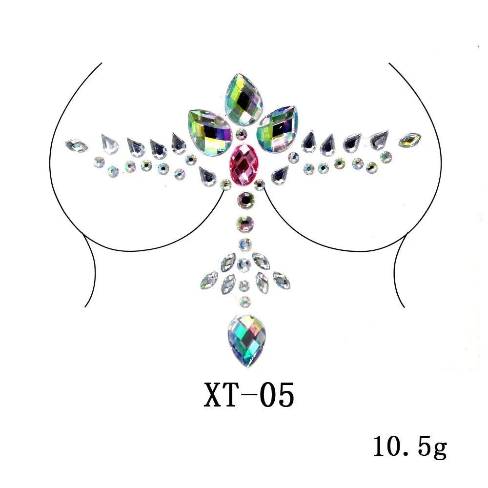 Crystal Rhinestone Body & Face Jewel Stickers – Temporary Tattoo Body Jewel Stickers PLUSH XT-05