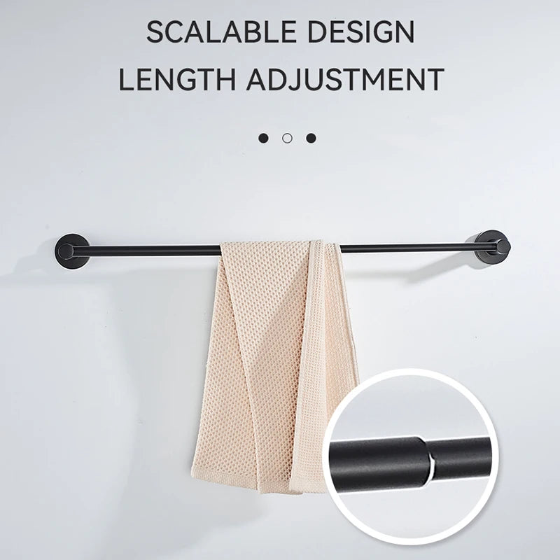 Retractable Towel Bar Stainless Steel – Black & Chrome Retractable Towel Bar PLUSH