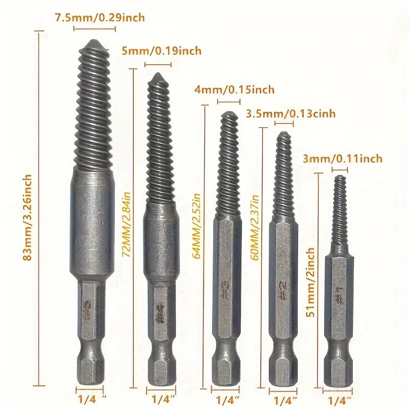 10pc Hex Shank Screw Extractor Set for Electric Drills Screw Extractor Set PLUSH