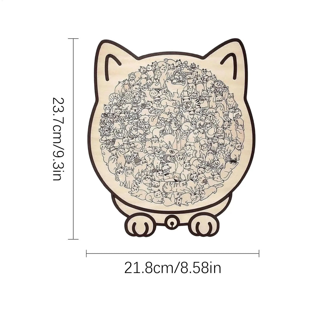 Cat-Shaped Wooden Jigsaw Puzzle 135pcs – Gift for Cat Lovers Wooden Jigsaw Puzzle PLUSH