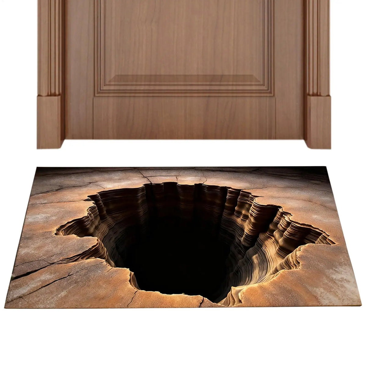 3D Optical Illusion Rug – Cave Hole Effect Novelty Floor Mat Novelty Area Rug PLUSH