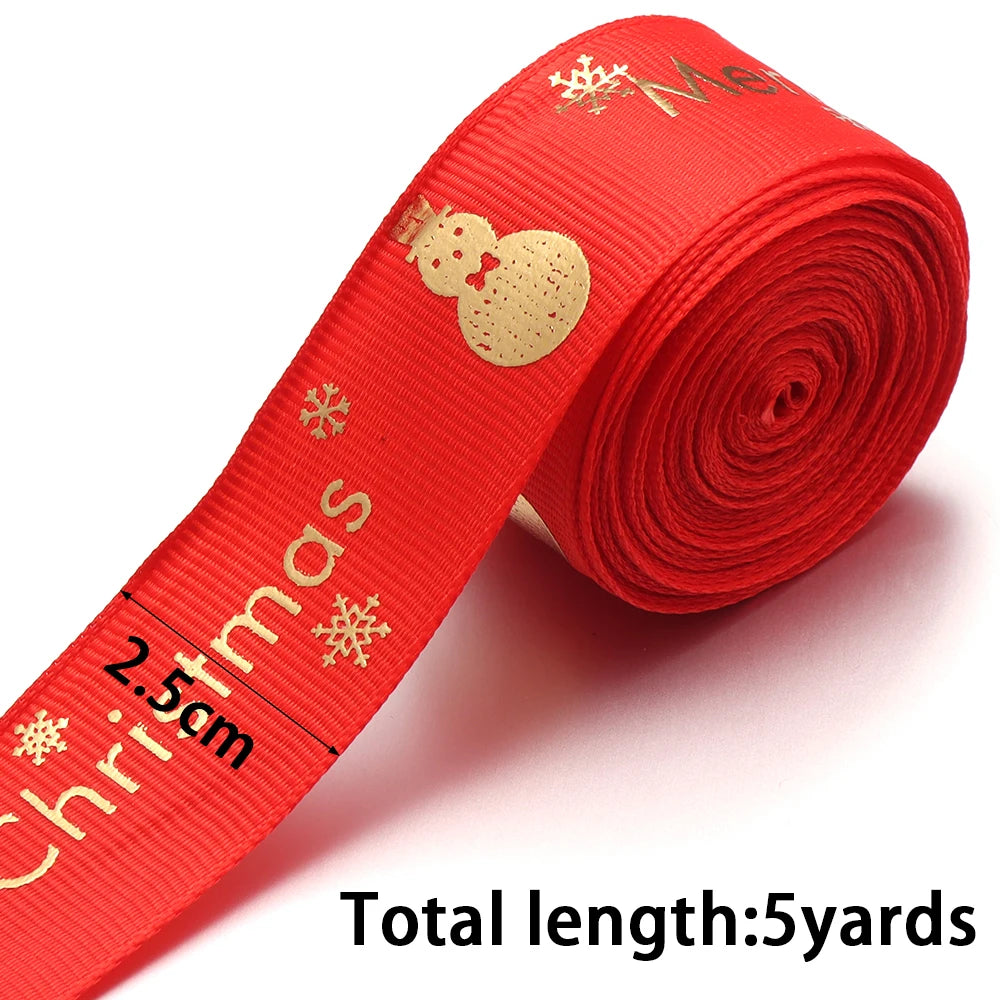 5 Yards Gold Foil Christmas Ribbon – Gift Wrap & DIY Decor Craft Ribbon PLUSH