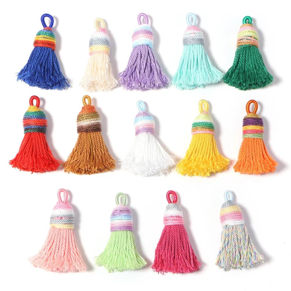 4pcs Gradient Glitter Mini Tassel Charms – DIY Jewelry Making Tassel Charms PLUSH Random Mixed