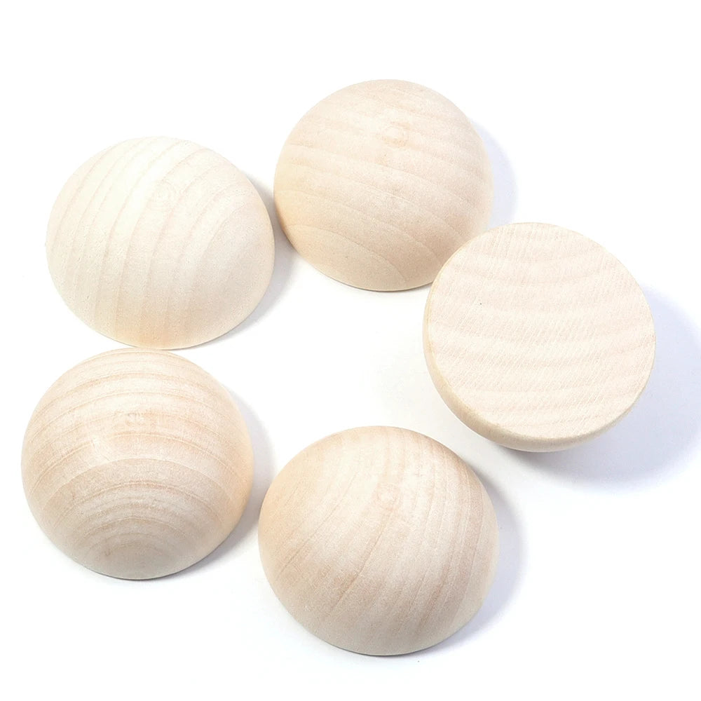 Half Ball Wooden Beads 10–30mm Flatback Cabochon DIY Jewelry Wood Craft Beads PLUSH 50mm x 5pcs
