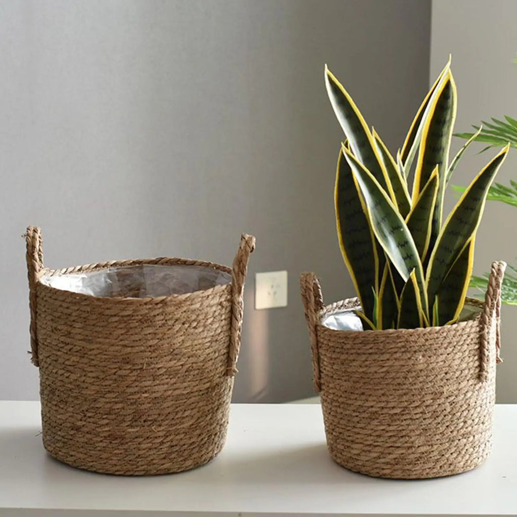 Wicker Rattan Planter Basket | Natural Straw Flower Pot Wicker Planter Basket PLUSH