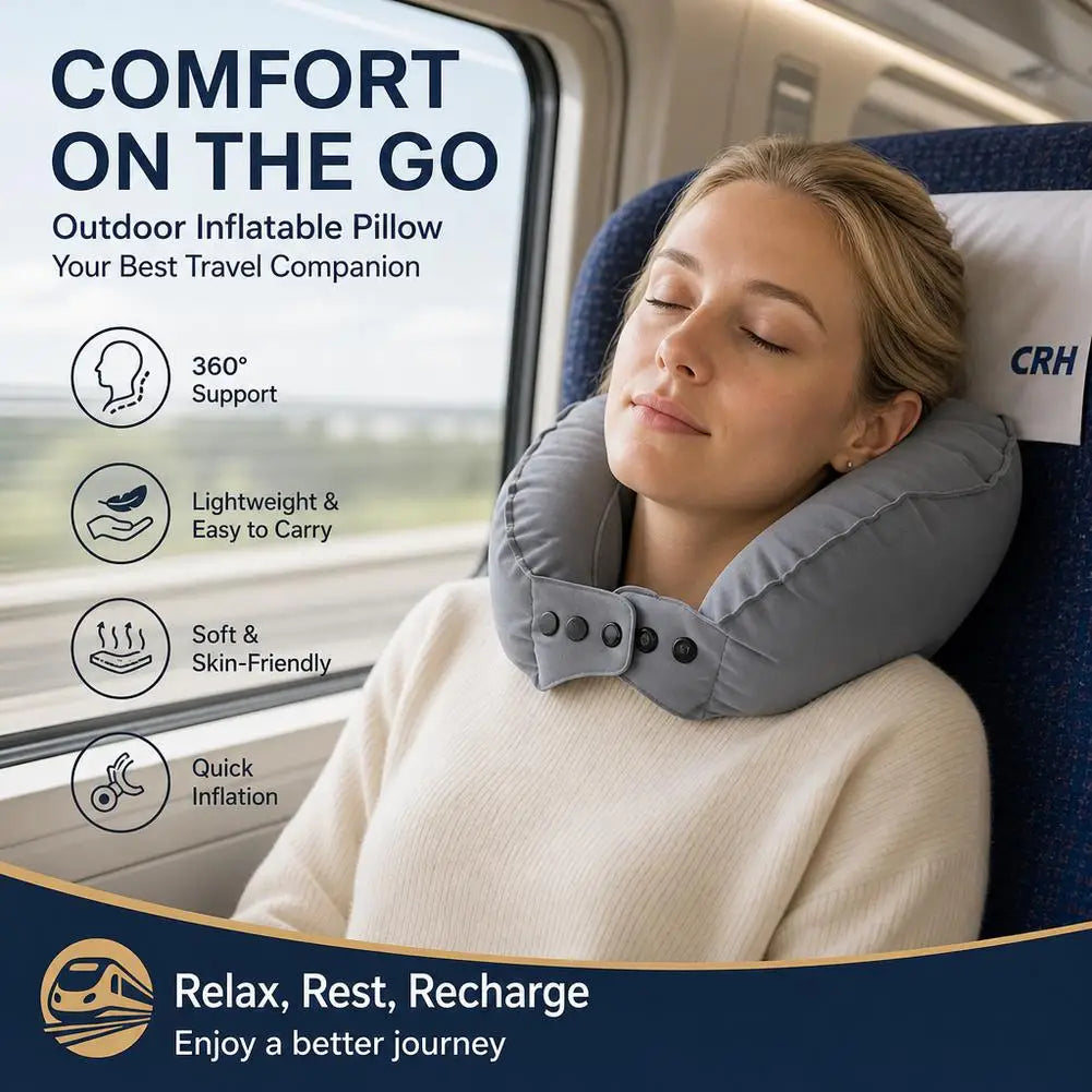 Inflatable U-Shaped Travel Neck Pillow – Compact & Portable Inflatable Travel Pillow PLUSH