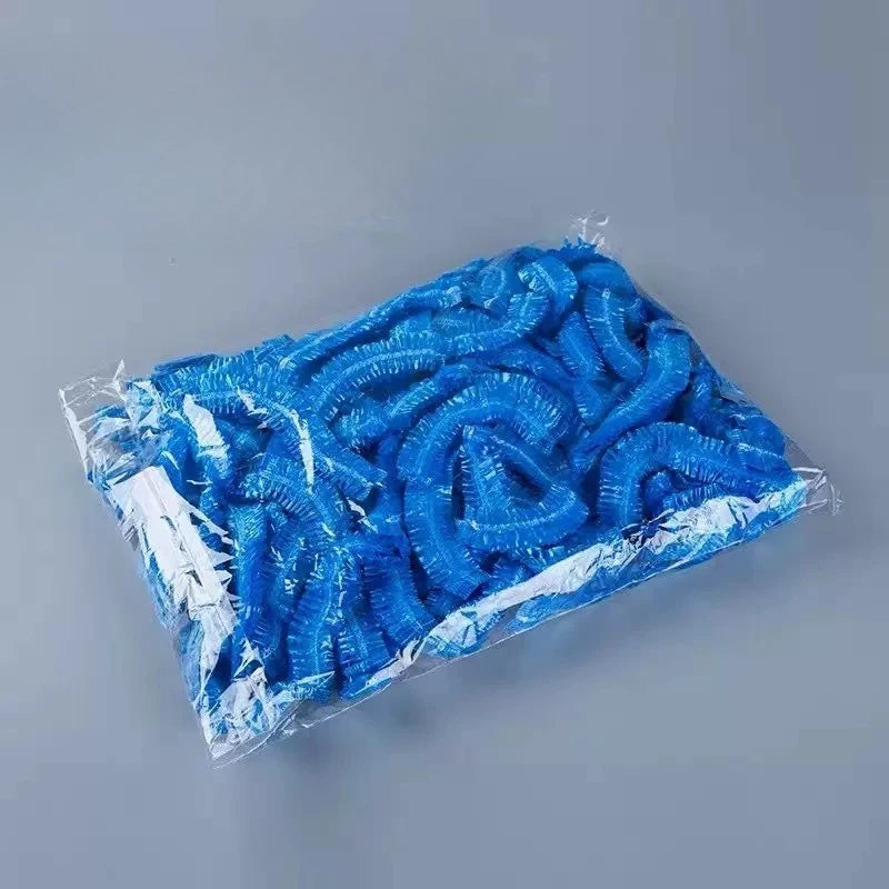 Disposable Waterproof Shower Cap & Heated Hair Mask Cap Hair Care Cap PLUSH Blue 50Pcs