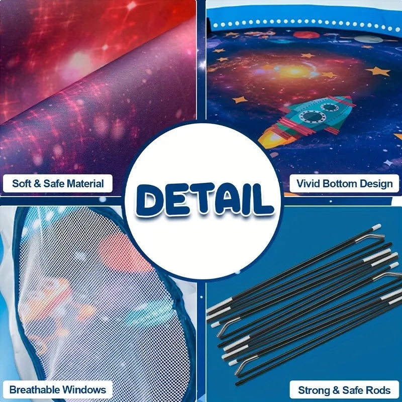 Kids Space Rocket Play Tent with Star Lights – Boys & Girls Kids Play Tent PLUSH