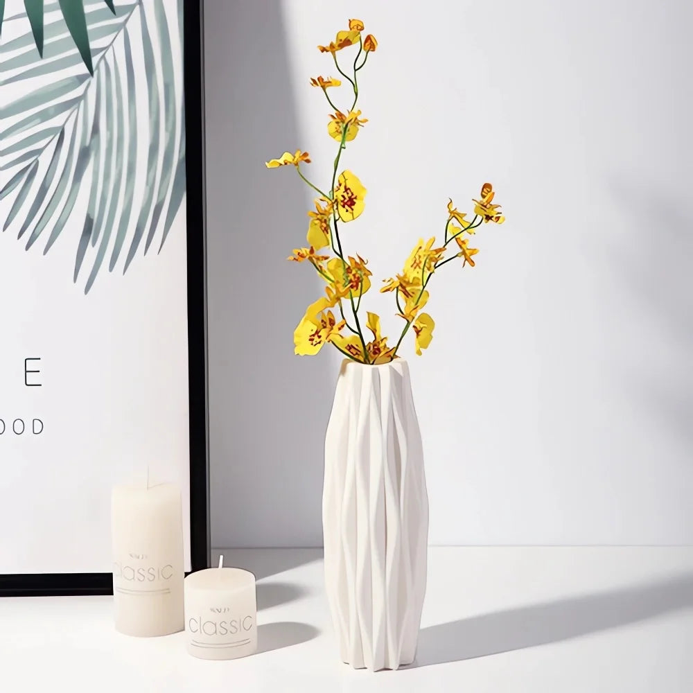 Nordic Plastic Vase – Modern Flower Pot for Home Décor Decorative Vase PLUSH E
