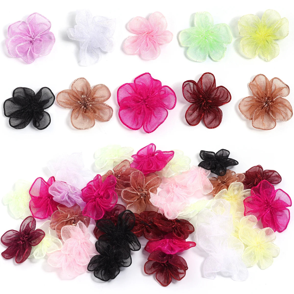 20pcs 3cm Organza Fabric Flower Appliques – DIY Hair & Craft Fabric Flower Appliques PLUSH