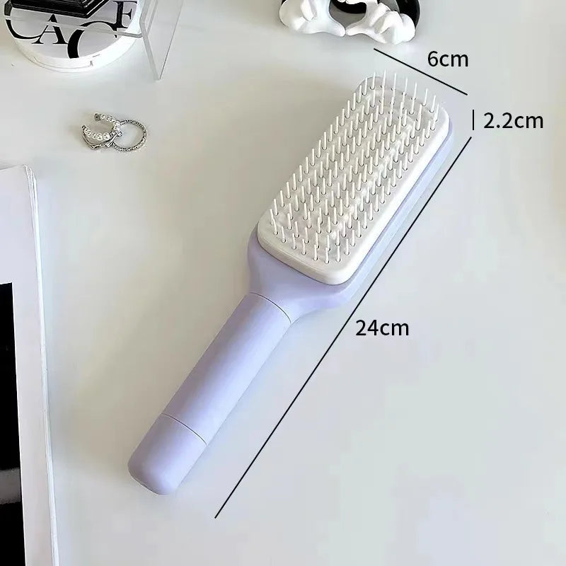 Self-Cleaning Hairbrush – Anti-Static Airbag Scalp Massage Comb Hair Brush PLUSH purple1pcs