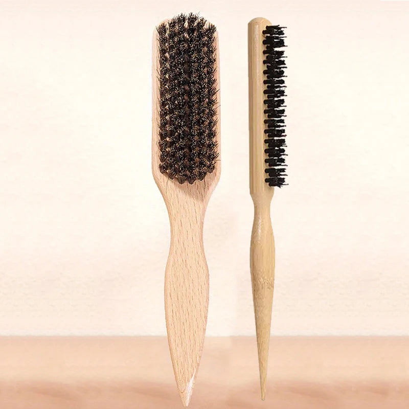 Boar Bristle Brush & Comb Set – Detangle & Smooth Hair Hair Brush Comb Set PLUSH 2pcs