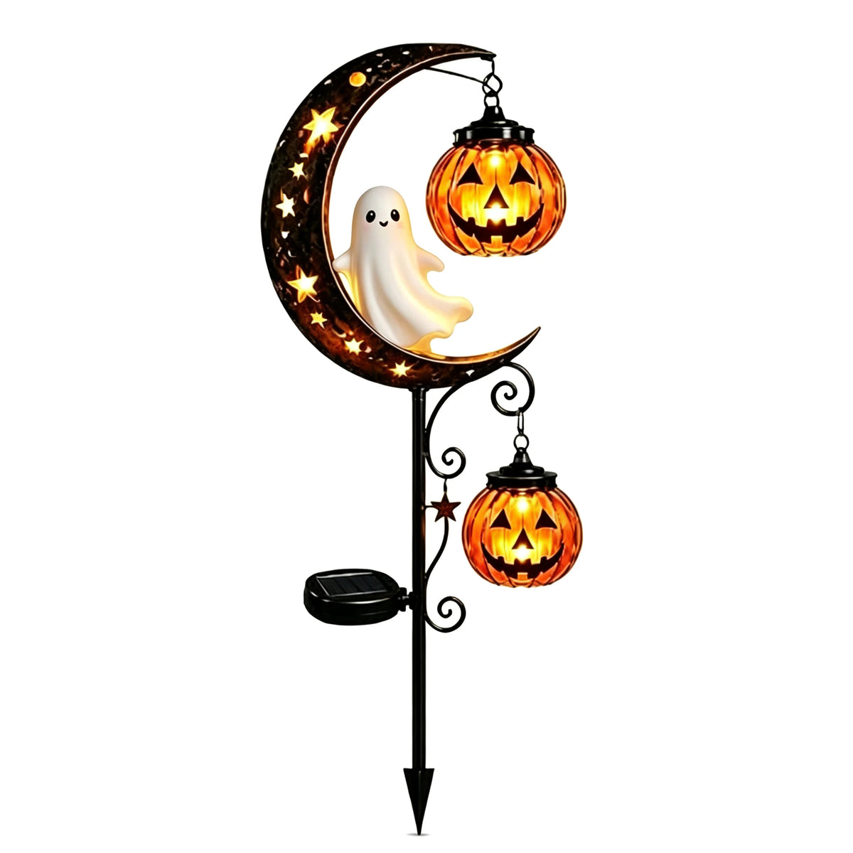 Halloween LED Garden Stake Lights – Black Cat Pumpkin Moon LED Garden Stake Light PLUSH Ghost