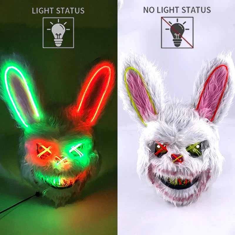 LED Glowing Rabbit Mask – Halloween Cosplay Costume Headgear Halloween Costume Mask PLUSH 02