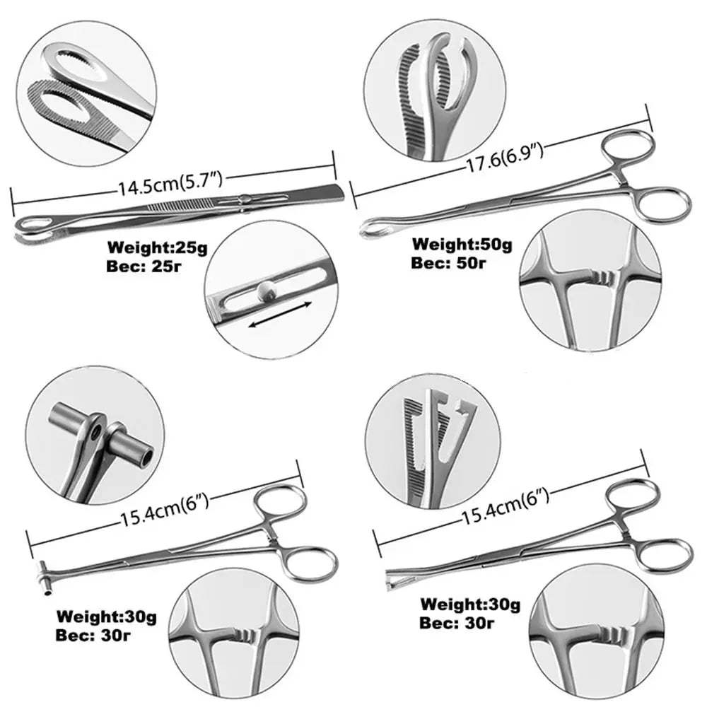 Stainless Steel Piercing Clamps – Round & Triangle Forceps Piercing Forceps Clamp PLUSH