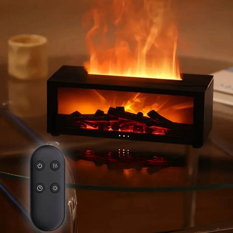 USB Fireplace Humidifier – Color Lights, Remote & Auto Shutoff Desktop Humidifier PLUSH