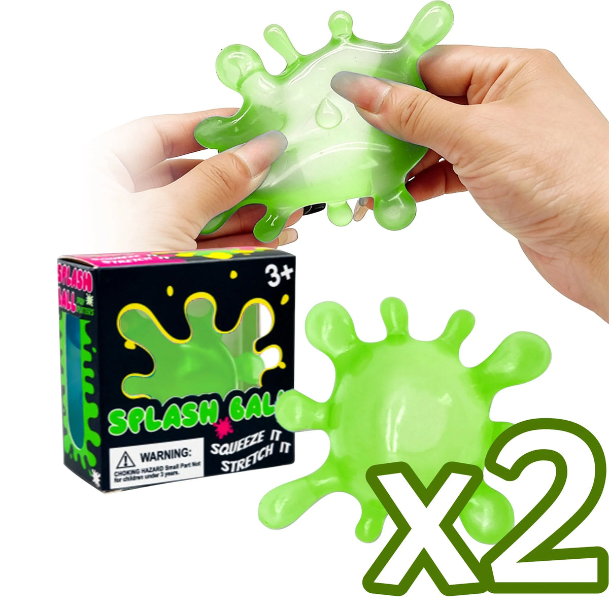 Splash Squeeze Ball – Slow Rising Squishy Fidget Toy Squishy Fidget Toy PLUSH Green Color x 2