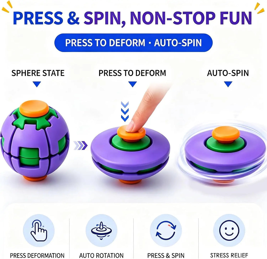 3D Printed Deforming Fidget Spinner Ball – Push & Rotate Toy Fidget Spinner Toy PLUSH