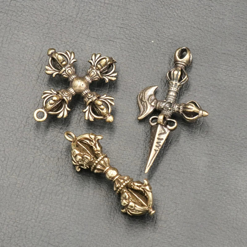 Tibetan Buddhist Vajra Brass Pendant – Nepal Handcraft Charm Jewelry Pendant Charm PLUSH