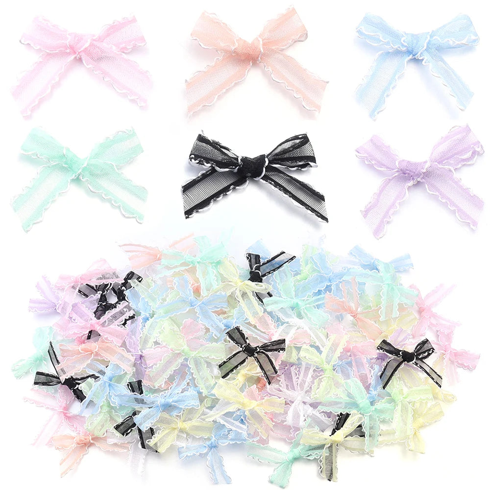 20pcs Mini Satin Ribbon Bows – Colorful DIY Craft Bowknots Ribbon Craft Bows PLUSH