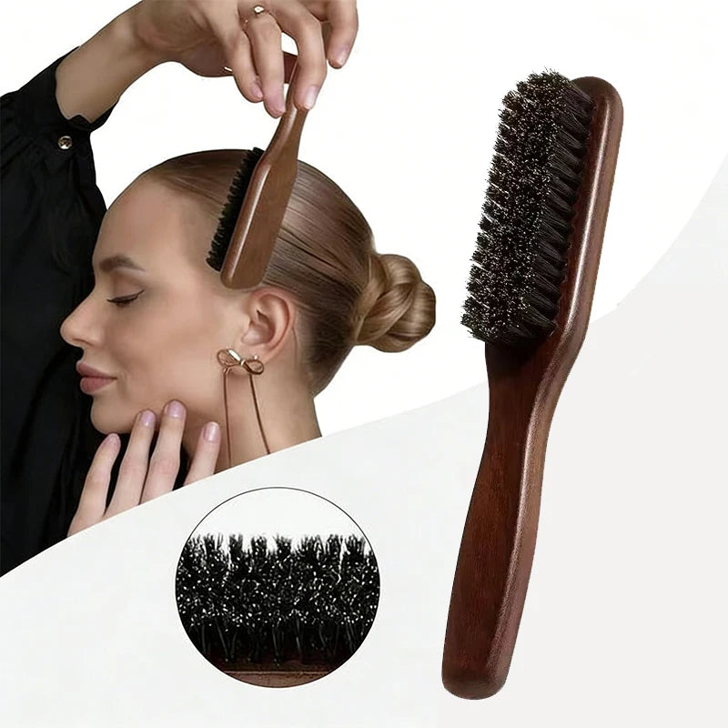 Boar Bristle Hair Brush – Unisex Wood Handle Styling Brush Boar Bristle Hair Brush PLUSH Round tail
