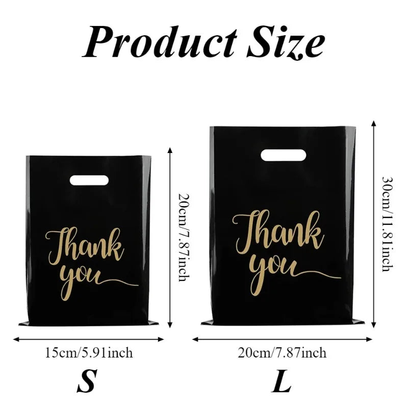 Black Thank You Gift Bags with Handles – 10/30/50pcs Pack Gift Bags PLUSH