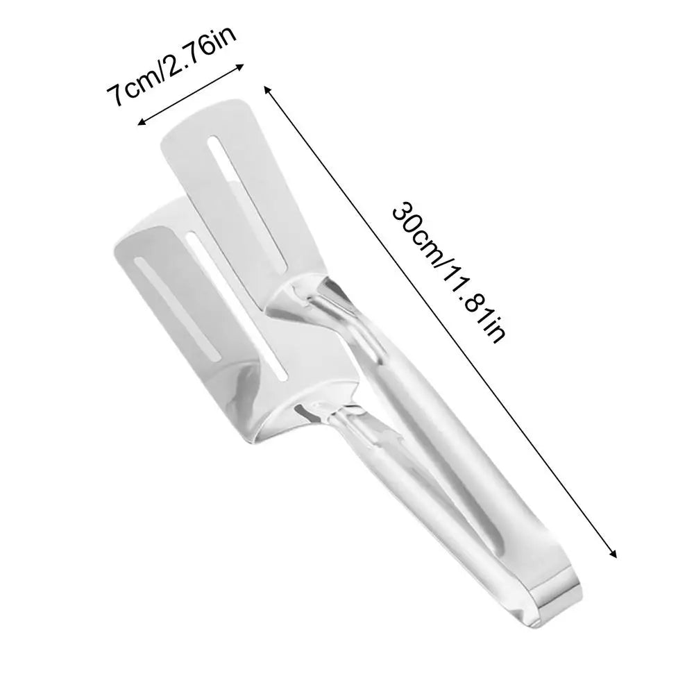Stainless Steel Grill Clamp BBQ Tongs – 2-in-1 Spatula BBQ Grill Tongs PLUSH 30cm L