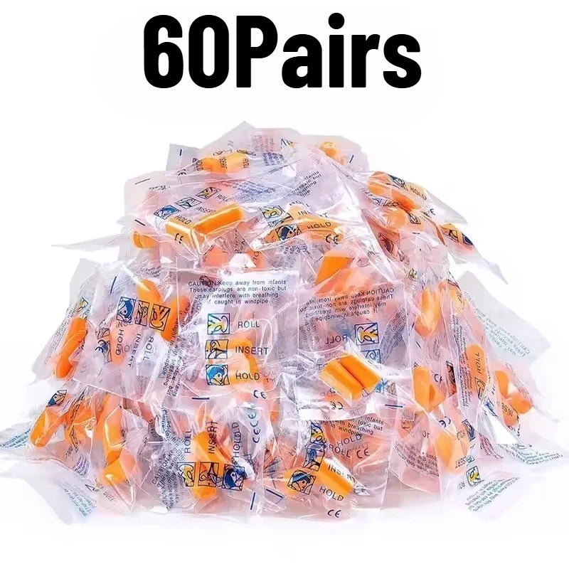 Disposable Foam Earplugs Individually Wrapped – Sleep & Travel Disposable Earplugs PLUSH 60 Pairs