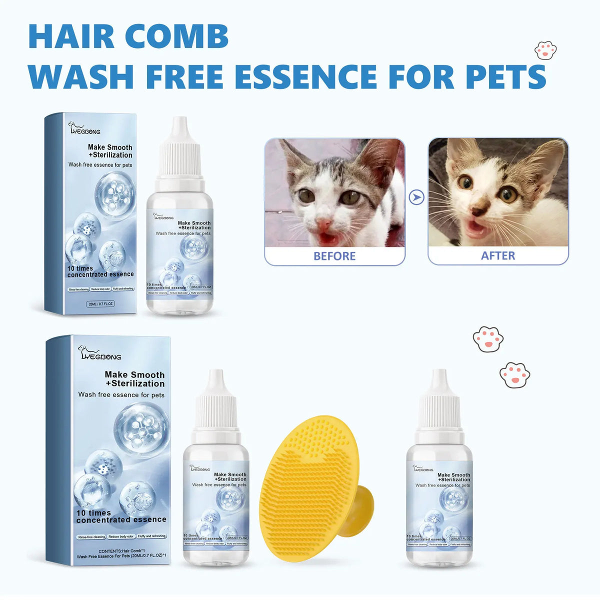 No-Rinse Foaming Pet Cleaner with Silicone Bristle Brush Pet Grooming Cleaner PLUSH
