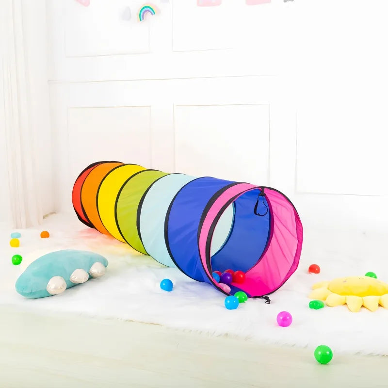 Kids Colorful Crawl Tunnel – Breathable Mesh Indoor Outdoor Play Kids Play Tunnel PLUSH
