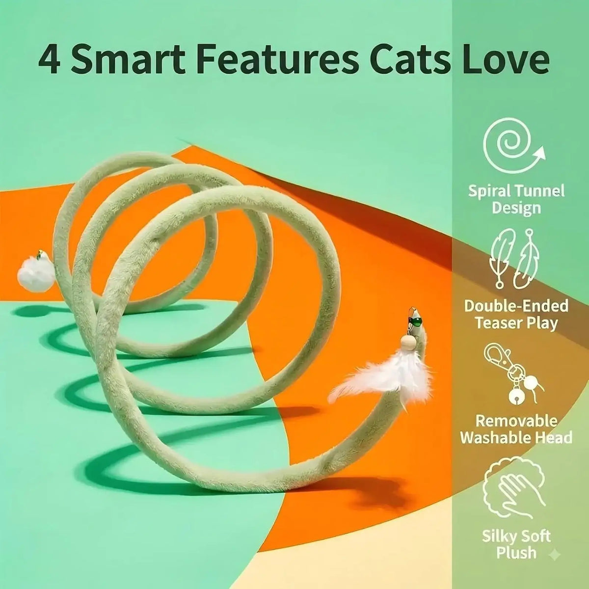 Foldable Spring Cat Tunnel Toy with Jingle Bells & Plush Ball Cat Tunnel Toy PLUSH