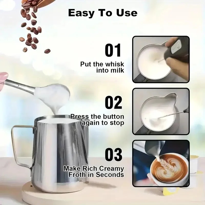 Handheld Mini Electric Milk Frother | USB Rechargeable 3 Speed Milk Frother PLUSH