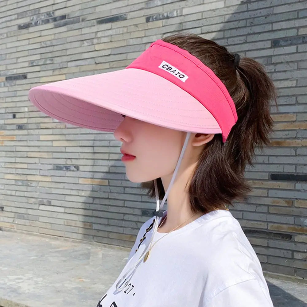 Women's Wide Brim Open-Top Sun Visor Beach Cap Sun Visor Hat PLUSH -7 XS（old）