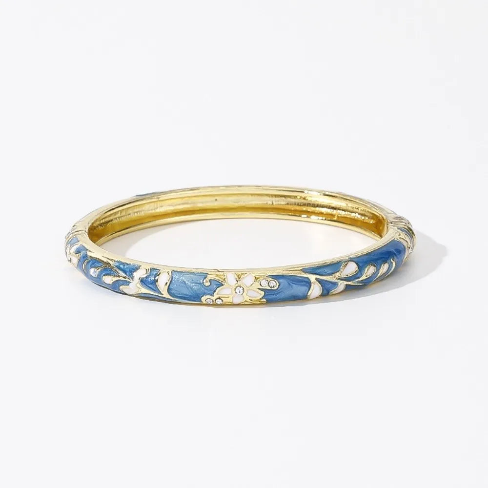 Vintage Cloisonne Enamel Floral Bangle – Ethnic Women's Bracelet Enamel Bangle Bracelet PLUSH Style 2