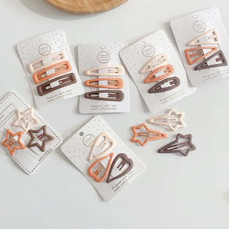 Frosted Snap Hair Clips for Kids – 3pcs Star Oval Shapes Kids Hair Clips PLUSH