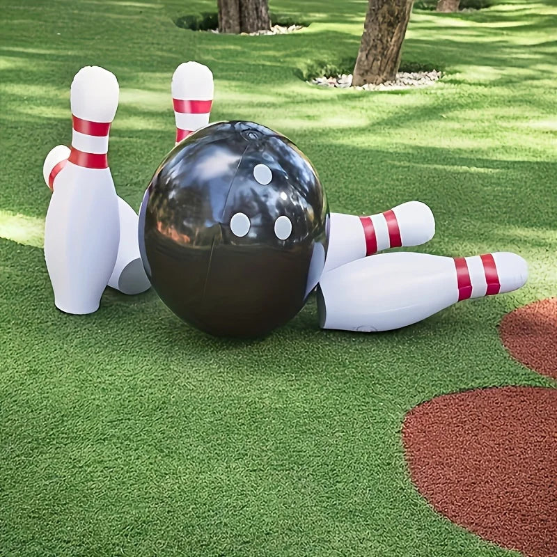 7pcs Giant Bowling Set – Indoor & Outdoor Game with 2 Balls & 5 Pins Giant Lawn Bowling Set PLUSH
