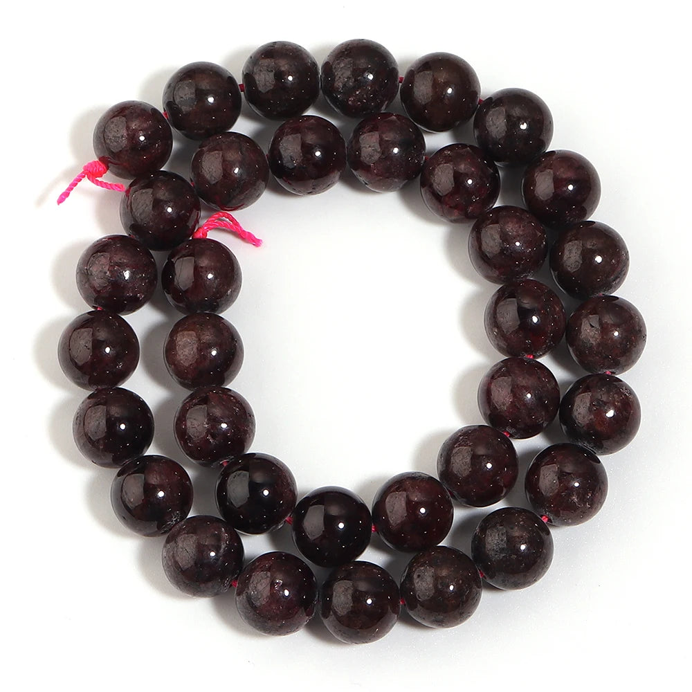 Wine Red Garnet Natural Stone Round Beads 4–12mm | DIY Jewelry Natural Stone Beads PLUSH 12mm