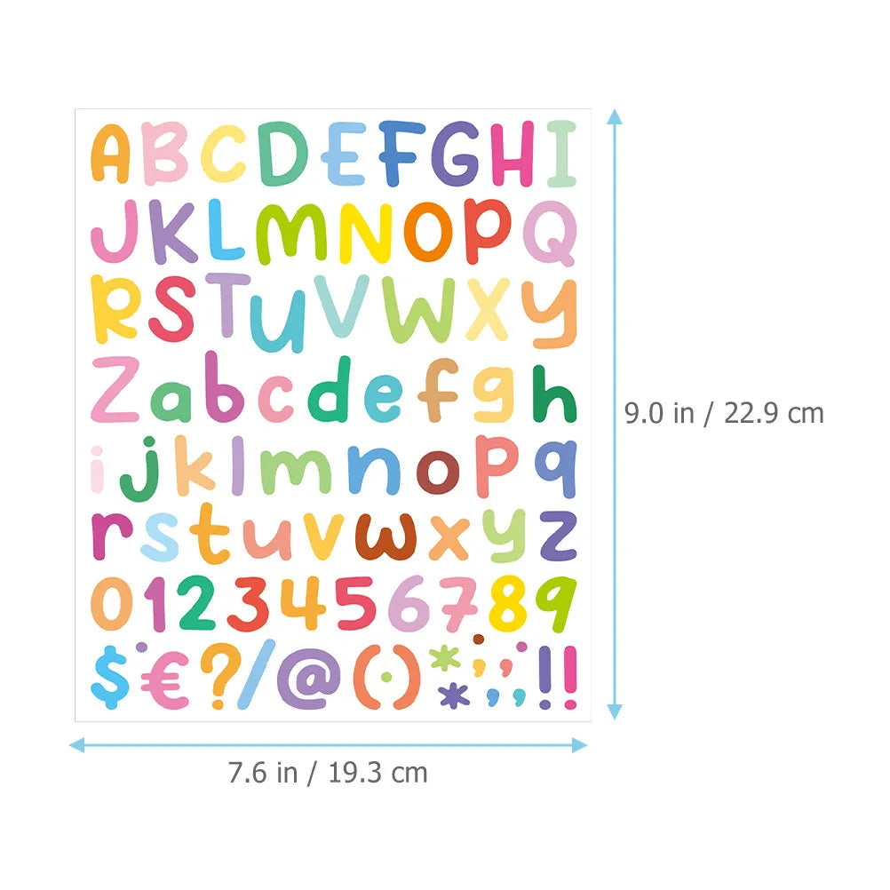 10 Sheets Colorful Alphabet & Number Stickers | Self Adhesive Craft Sticker Sheets PLUSH