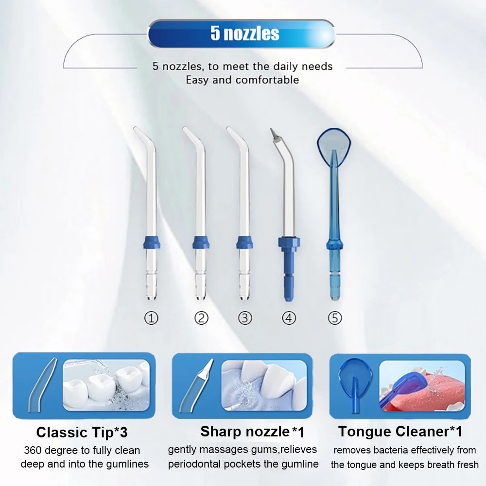 Raugee 800ML Electric Dental Water Flosser | 5 Nozzles, 10 Modes Oral Irrigator PLUSH