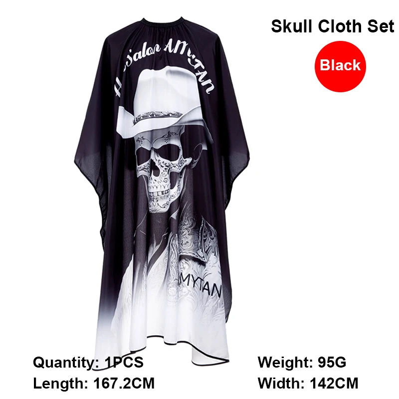 Waterproof Skull Hairdressing Cape & Bib Set – Hair Dye Hairdressing Cape Set PLUSH J