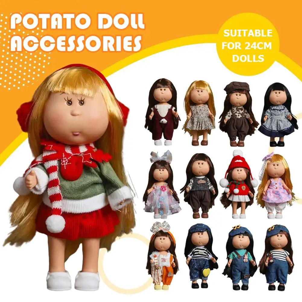 24cm Spanish Vinyl Doll Baby Clothes Set with Shoes & Accessories Doll Clothing Set PLUSH